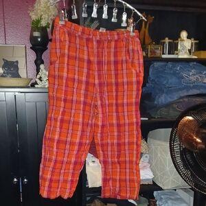 Essentials Vibrant Orange Checkered Capris